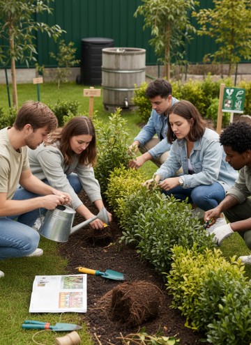 Setzen von Heckenpflanzen