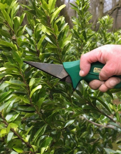 Kirschlorbeerhecke im Frühjahr schneiden